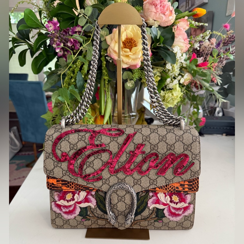 Gucci GG Supreme Medium Elton Dionysus Shoulder Elton Bag ~ EUC w/Dust Bag